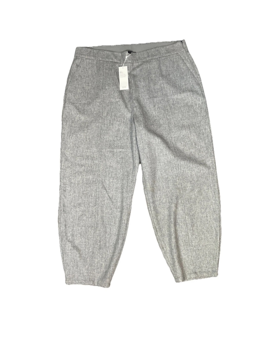 Eileen Fisher Moon Soft Wool Flannel Ankle Lantern Pant Grey Size XL NWT $248 - Picture 2 of 7